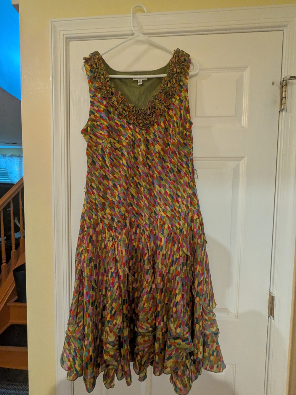 Sleeveless Multicolor Ruffle V-Neck Women’s Dress